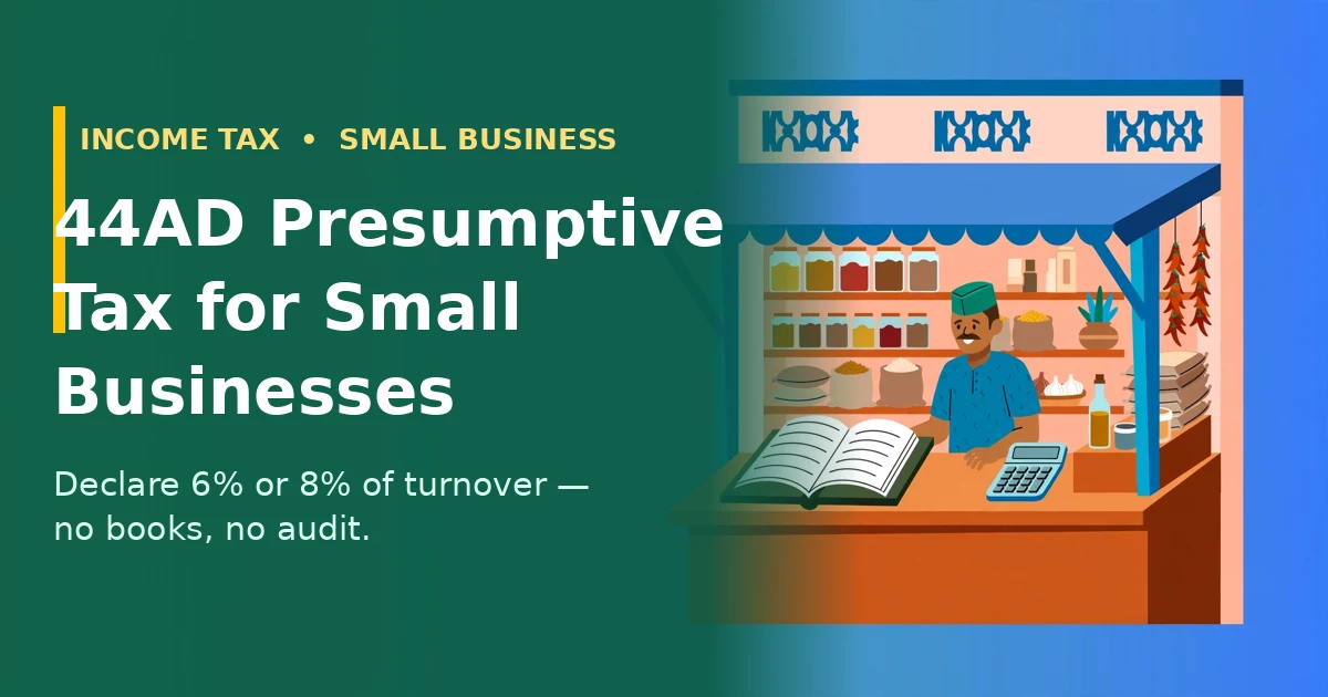 44AD presumptive tax for small businesses: 6 percent digital and 8 percent cash rates