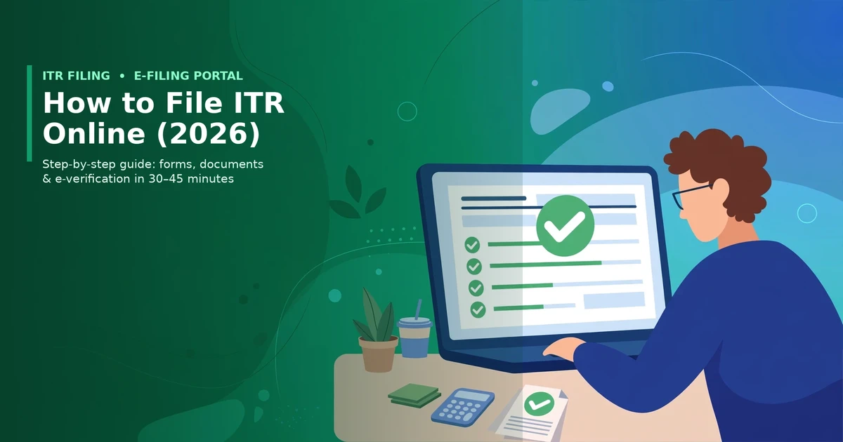 How to File ITR Online (2026) - step-by-step e-filing portal guide with forms, documents and e-verification