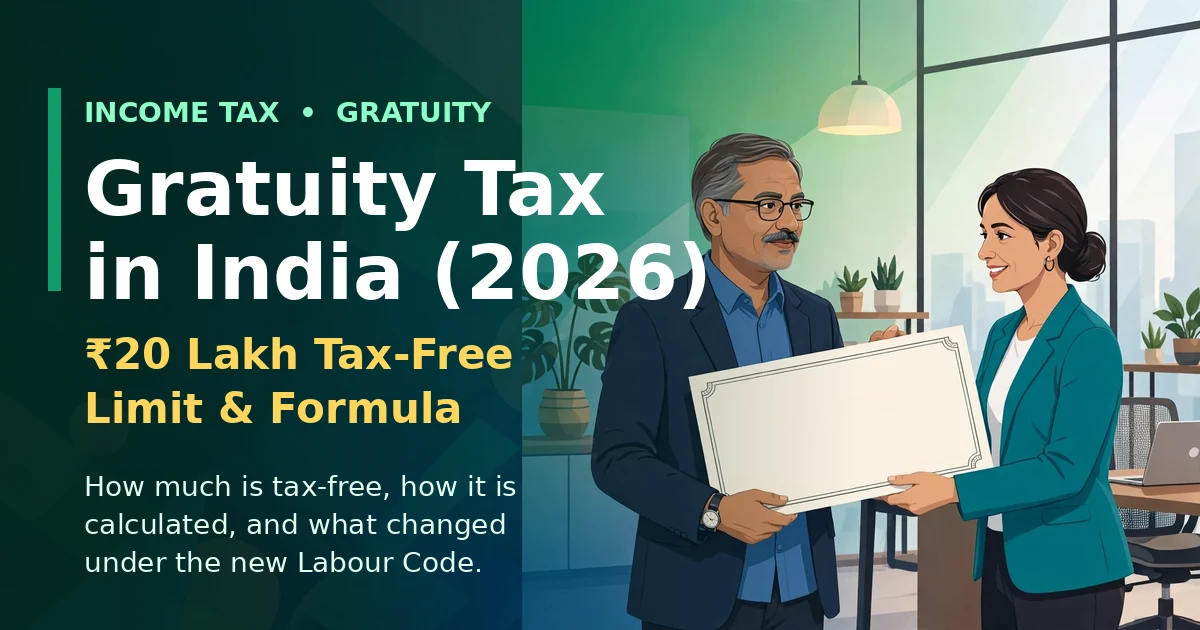 Gratuity Tax in India 2026 - Rs 20 Lakh Tax-Free Limit and Formula featured image