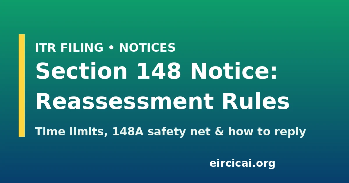 Section 148 notice featured image: reassessment time limits, 148A procedure and how to reply