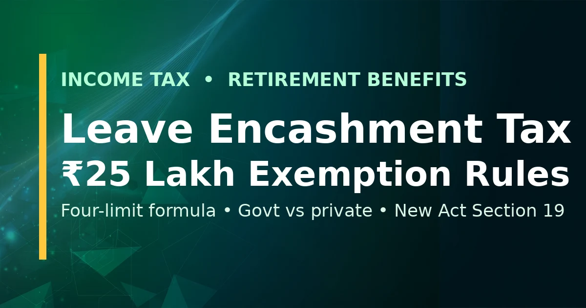 Leave encashment tax: Rs 25 lakh exemption rules, four-limit formula and new Act Section 19