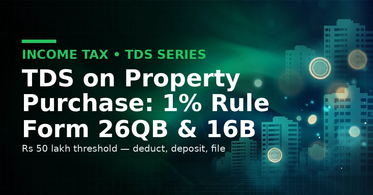 TDS on property purchase: 1% rule, Rs 50 lakh threshold, Form 26QB and Form 16B explained